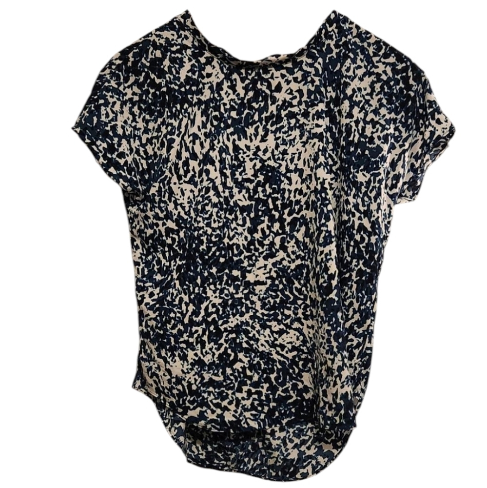 Trouve Abstract Blue and White Blouse